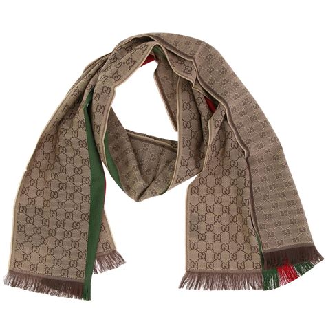 sciarpa gucci uomo yoox|Gucci Sciarpa in lana e seta jacquard con motivo GG.